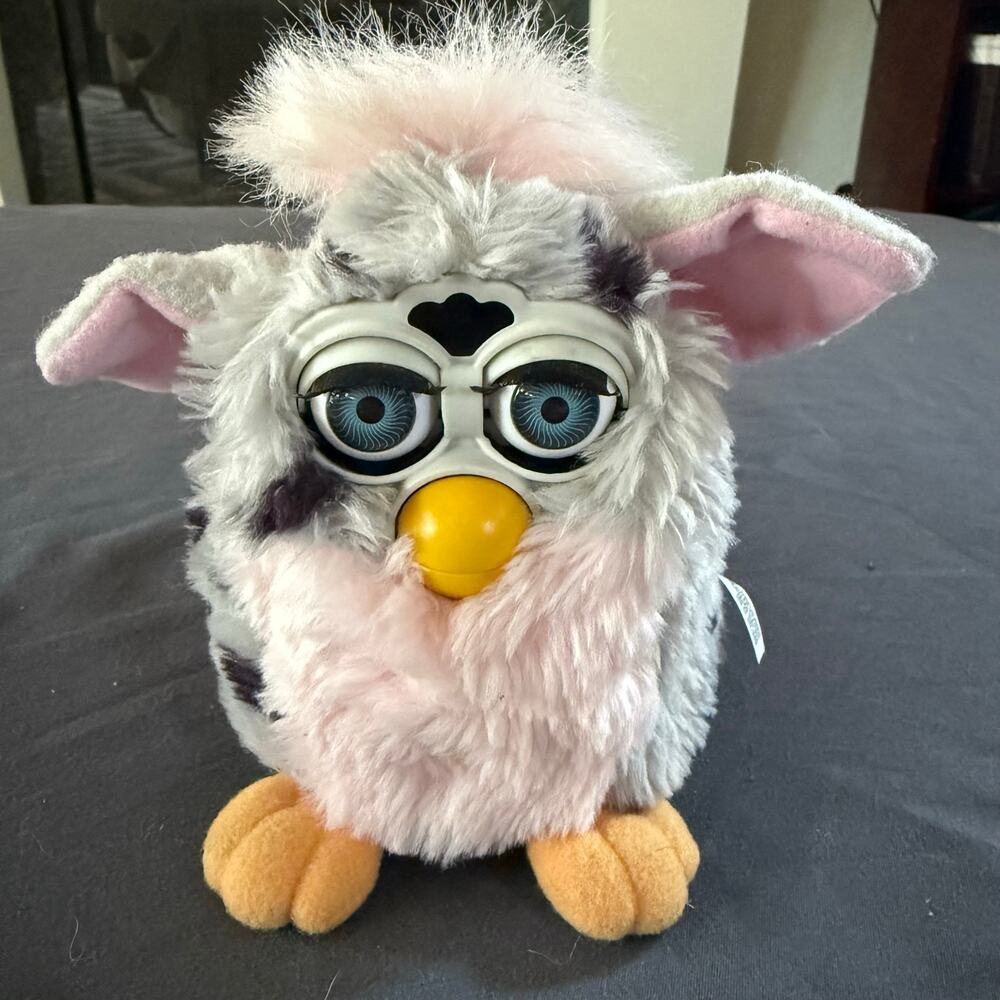 Vintage 1998 Tiger Furby Leopard Spotted Gray Pink Model 70-800 Tested Working